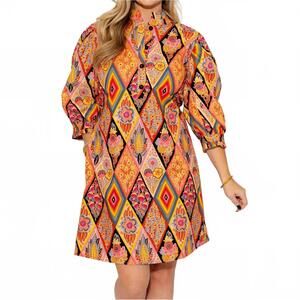 NEW IVY JANE back tie dress in orange